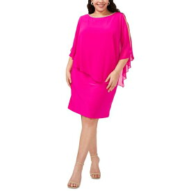 ミスク レディース ワンピース トップス Plus Size Embellished Chiffon-Overlay Dress Fiercely Fuchsia
