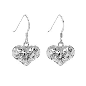 �r�[���[ ���f�B�[�X �s�A�X���C�������O �A�N�Z�T���[ Sterling Silver Faceted Heart Drop Earrings