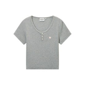 チョコレート レディース Tシャツ トップス Fine-ribbed t-shirt Grey