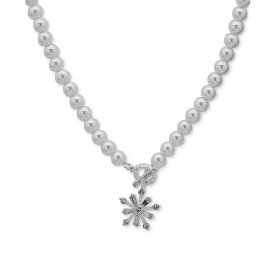 アンクライン レディース ネックレス・チョーカー・ペンダントトップ アクセサリー Silver-Tone Crystal Snowflake Imitation Pearl Pendant Necklace, 16" + 3" extender Crystal