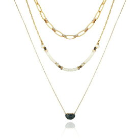 ティー・タハリ レディース ネックレス・チョーカー・ペンダントトップ アクセサリー Women's White Shell and Link Layered Necklace Gold-tone