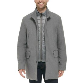 コールハーン メンズ ジャケット＆ブルゾン アウター Men's Wool Twill Stand Collar Topper with Nylon Bib Coat Light Grey