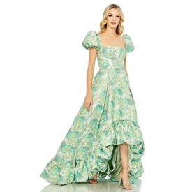 マックダガル レディース ワンピース トップス Women's Floral Print Puff Sleeve Hi-Lo Brocade Gown Spring green