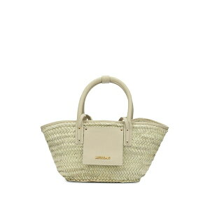 �W���N�G���X ���f�B�[�X �g�[�g�o�b�O �o�b�O Mini soli woven-straw leather-trim tote bag Neutrals