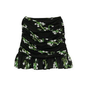 �V���V�A���[���C ���f�B�[�X �X�J�[�g �{�g���X Floral-print silk mini skirt Black
