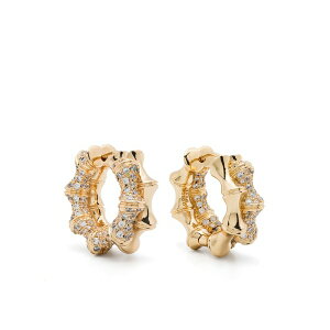 �G�f�B�[�{���S ���f�B�[�X �s�A�X���C�������O �A�N�Z�T���[ Double pave bambu hoop earrings Gold