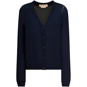 �}���j ���f�B�[�X �J�[�f�B�K�� �A�E�^�[ Logo-embroidered cardigan Blue