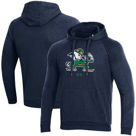 【送料無料】 アンダーアーマー メンズ パーカー・スウェットシャツ アウター Notre Dame Fighting Irish Under Armour Mascot School Logo All Day Raglan Pullover Hoodie Navy