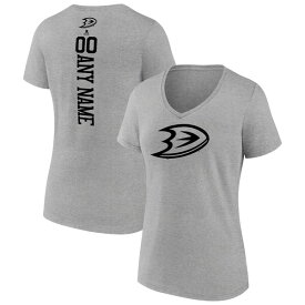 【送料無料】 ファナティクス レディース Tシャツ トップス Anaheim Ducks Fanatics Branded Women's Personalized Name & Number VNeck TShirt Heather Gray