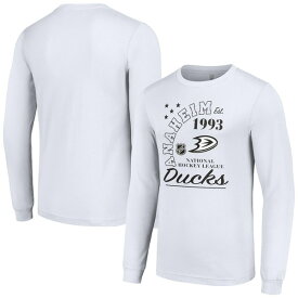 スターター メンズ Tシャツ トップス Anaheim Ducks Starter Arch City Theme Graphic Long Sleeve TShirt White