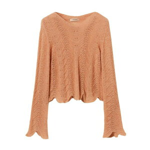 �c�C���Z�b�g ���f�B�[�X �j�b�g&�Z�[�^�[ �A�E�^�[ Scalloped-hem sweater Orange