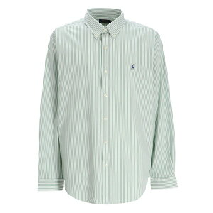 �����t���[���� �����Y �V���c �g�b�v�X Striped-pattern cotton shirt Green