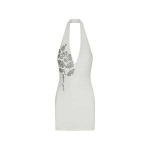 �f���B�b�h �R�[�} ���f�B�[�X �����s�[�X �g�b�v�X Metallic-flower halterneck mini dress White