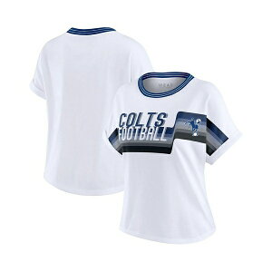 EFA oC GEAh[Y fB[X Jbg\[ gbvX Women's White Indianapolis Colts Cropped Center Stripe Dolman T-Shirt White