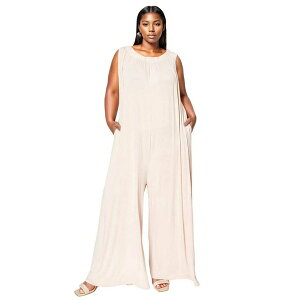 uh fB[X s[X gbvX Plus Size Olson Wide Leg Pocket Jumpsuit Nude