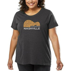 �G���G�[�|�b�v�A�[�g ���f�B�[�X �J�b�g�\�[ �g�b�v�X Plus Size Nashville Guitar Word Art T-Shirt Gray