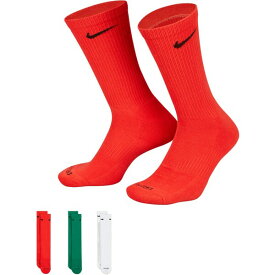 ナイキ レディース 靴下 アンダーウェア Nike Dri-FIT Everyday Plus Cushion Crew Socks - 3 Pack Red/Green/White