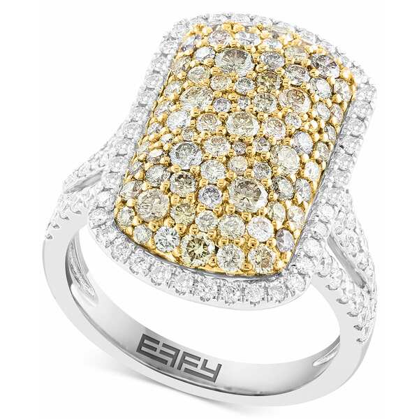 現金特価エフィー コレクション レディース リング アクセサリー EFFYreg; White Diamond (3 ct.  Multicolor Diamond (1-1 ct. Statement Ring in 14k Two-Tone Gold Two Tone