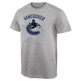 ファナティクス メンズ Tシャツ トップス Vancouver Canucks Team Primary Logo TShirt Ash