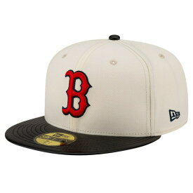 ニューエラ メンズ 帽子 アクセサリー Boston Red Sox New Era Game Night Leather Visor 59FIFTY Fitted Hat Cream