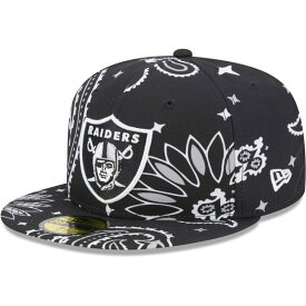 ニューエラ メンズ 帽子 アクセサリー Las Vegas Raiders New Era Paisley 59FIFTY Fitted Hat Black
