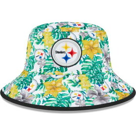 ニューエラ メンズ 帽子 アクセサリー Pittsburgh Steelers New Era Botanical Bucket Hat White