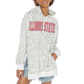 ゲームデイ レディース パーカー・スウェットシャツ アウター Illinois State Redbirds Gameday Couture Women's Home Team Advantage Leopard Print Oversized SideSlit Pullover Hoodie White