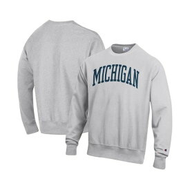 チャンピオン レディース パーカー・スウェットシャツ アウター Men's Ash Michigan Wolverines Big and Tall Reverse Weave Fleece Crewneck Pullover Sweatshirt Ash