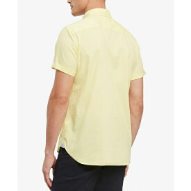 トミー ヒルフィガー メンズ シャツ トップス Men's Short Sleeve Flex Poplin Button-Down Shirt Yellow Tul