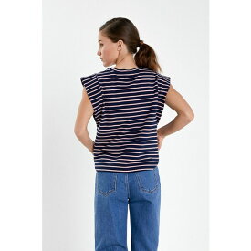 イングリッシュファクトリー レディース カットソー トップス Women's Stripe Sleeveless T-shirt Navy/pink