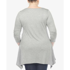 ホワイトマーク レディース カットソー トップス Plus Size Makayla Scoop Neck Tunic Top Heather Grey