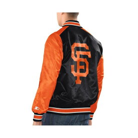 スターター レディース ジャケット＆ブルゾン アウター Men's Black, Orange San Francisco Giants Varsity Satin Full-Snap Jacket Black, Orange