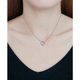 ジャニ ベルニーニ レディース ネックレス・チョーカー・ペンダントトップ アクセサリー Cubic Zirconia Heart Halo Pendant Necklace in Sterling Silver, 16" + 2" extender, Created for Macy's Pink