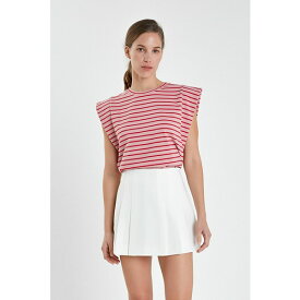 イングリッシュファクトリー レディース カットソー トップス Women's Stripe Sleeveless T-shirt Pink/red