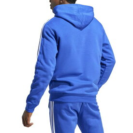 アディダス メンズ パーカー・スウェットシャツ アウター Men's Essentials 3-Stripes Regular-Fit Fleece Hoodie, Regular & Big & Tall Lucid Blue / Wht