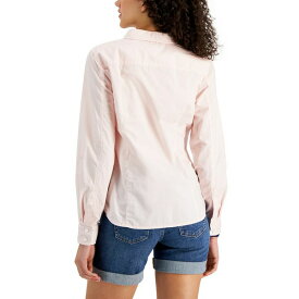 トミー ヒルフィガー レディース カットソー トップス Women's Cotton Roll-Tab Button-Up Shirt Ballerina Pink