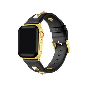 ポッシュ テック レディース 腕時計 アクセサリー Rebel Black Genuine Leather and Stud Band for Apple Watch, 42mm-44mm Black, Gold-tone