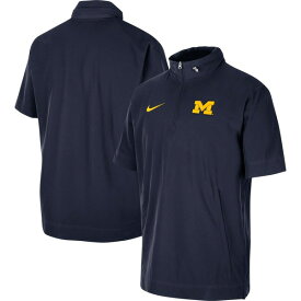 ナイキ メンズ ジャケット＆ブルゾン アウター Michigan Wolverines Nike Coaches HalfZip Short Sleeve Jacket Navy