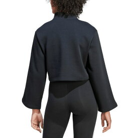 アディダス レディース パーカー・スウェットシャツ アウター Women's Fleece Quarter-Zip 3-Striped Cropped Sweatshirt Black