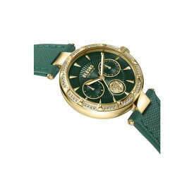 ヴェルサス ヴェルサーチ レディース 腕時計 アクセサリー Versus by Versace Women's Sertie Green Leather Strap Watch 36mm Gold