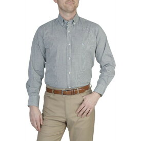 テーラーバード メンズ シャツ トップス Men's Mini Gingham Cotton Stretch Long Sleeve Shirt Green