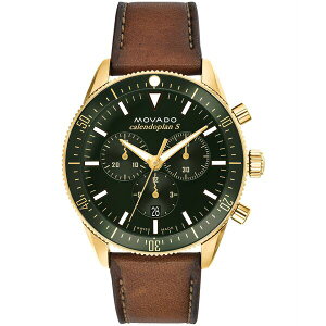 oh Y rv ANZT[ Men's Heritage Cognac Genuine Leather Strap Watch 42mm Gold-Tone