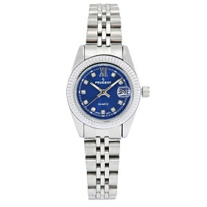 �v�W���[ ���f�B�[�X �r���v �A�N�Z�T���[ Women's Silver-Tone 25mm Fluted Bezel Steel Bracelet Watch with Blue Dial Blue