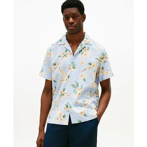 g~[ qtBK[ Y Vc gbvX Men's Regular-Fit Floral Camp Shirt Sweet Blue