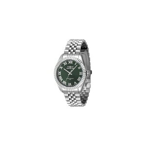 CrN^ fB[X rv ANZT[ Women's 47410 Specialty Quartz 3 Hand Green Dial Watch Silver