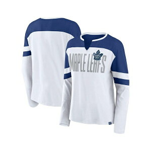 t@ieBNX fB[X Jbg\[ gbvX Women's White/Blue Toronto Maple Leaf's Frozen Long Sleeve Notch Neck T-Shirt White, Blue