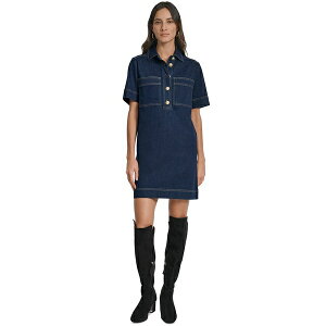 _iLj[[N fB[X s[X gbvX Women's Collared Short-Sleeve Denim Shift Dress Lexington