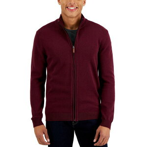 Nu[ Y jbg&Z[^[ AE^[ Men's Full-Zip Sweater, Created for Macy's Red Plum