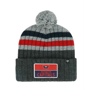 47�u�����h �����Y �X�q �A�N�Z�T���[ Men's Gray Washington Capitals Stack Patch Cuffed Knit Hat with Pom Gray