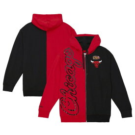 ミッチェル&ネス メンズ パーカー・スウェットシャツ アウター Chicago Bulls Mitchell & Ness Color Block 2.0 Fleece FullZip Hoodie Red/Black